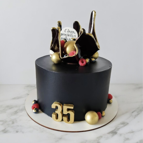Black/Gold Birthday Cake