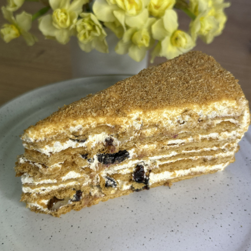Classic Honey Cake With Berry Confit