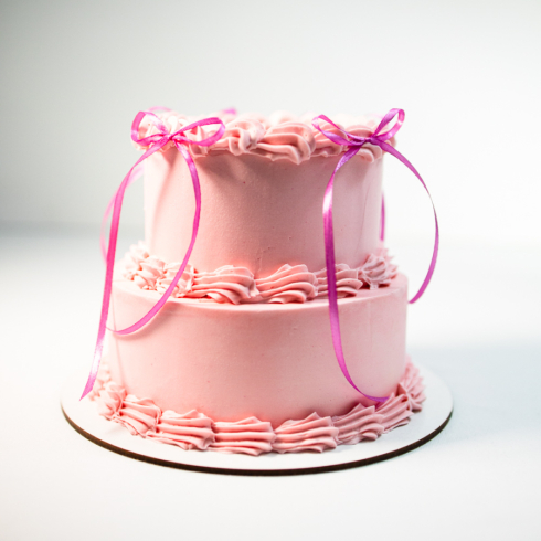 Pink Lambeth Cake Two Tier