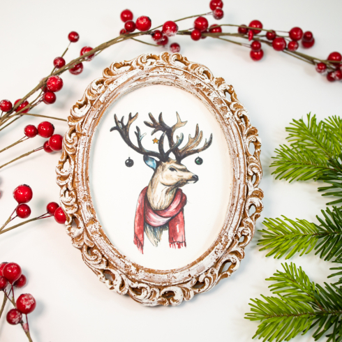 Christmas Deer Painting Biscuit