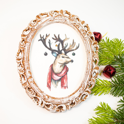 Christmas Deer Painting Biscuit