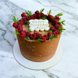 Fresh Raspberries Birthday Cake