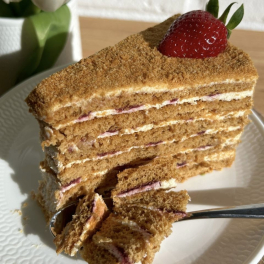 Classic Honey Cake With Raspberry