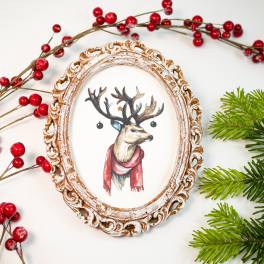 Christmas Deer Painting Biscuit